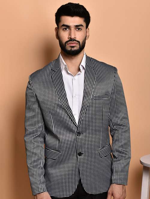 men printed single breasted casual blazer - 21740187 -  Standard Image - 0