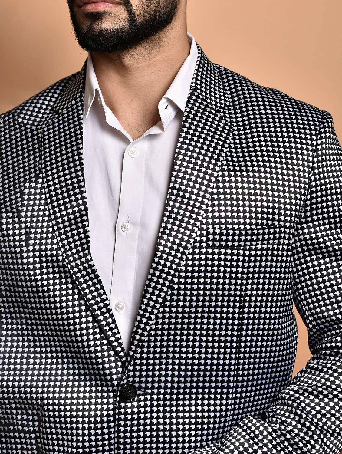 men printed single breasted casual blazer - 21740187 -  Standard Image - 5