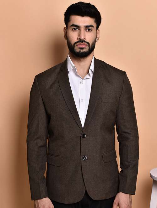 men solid single breasted long sleeve blazer - 21740195 -  Standard Image - 0