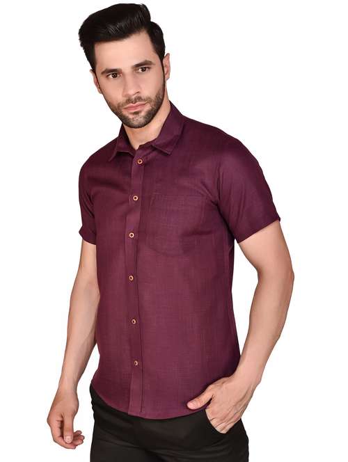 men solid short sleeve casual shirt - 21740204 -  Standard Image - 0