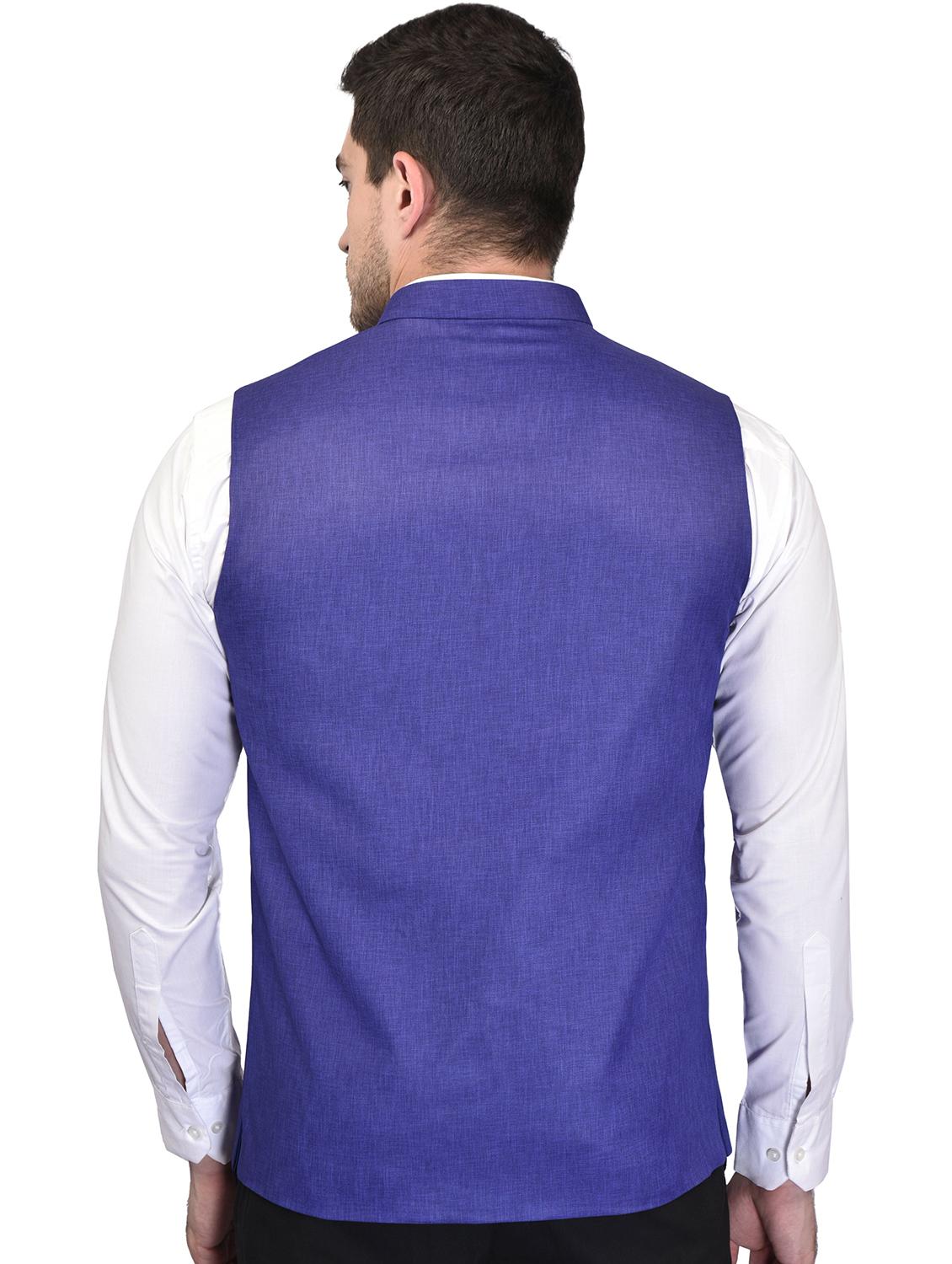 men solid sleeveless nehru jacket - 21740226 - Standard Image - 3