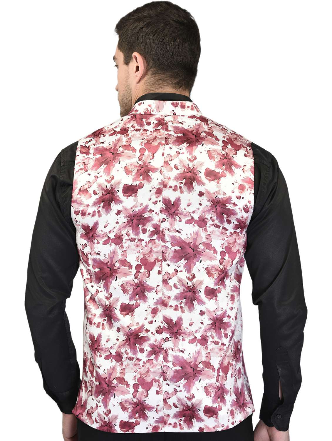 men printed sleeveless nehru jacket - 21740230 -  Standard Image - 3