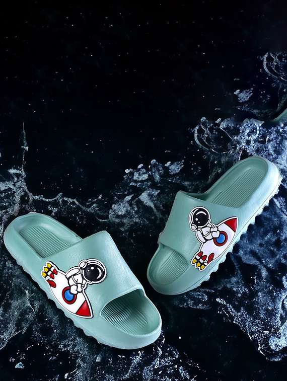women printed slide flip flops