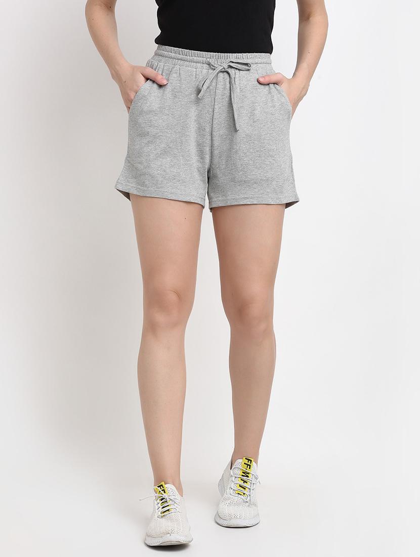 women solid high rise regular shorts