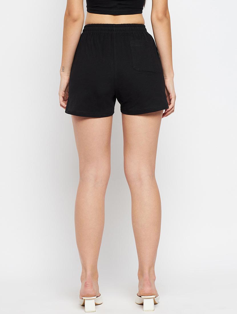 women solid high rise regular shorts - 21740412 - Standard Image - 3