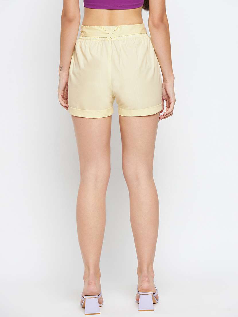 women solid high rise regular shorts - 21740430 -  Standard Image - 3