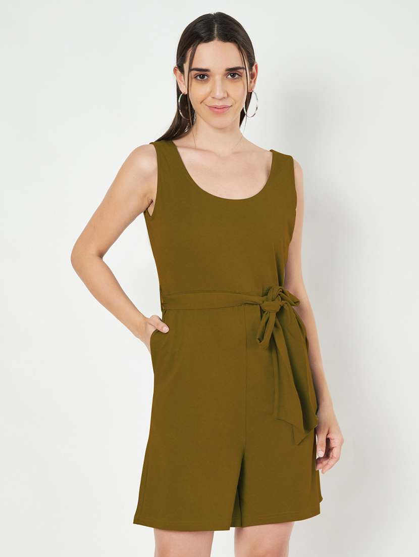 women solid sleeveless romper
