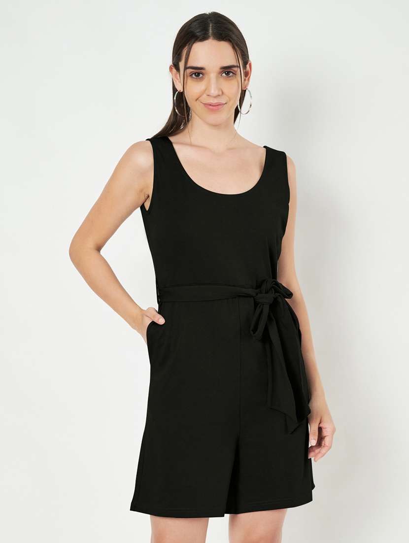 women solid sleeveless romper