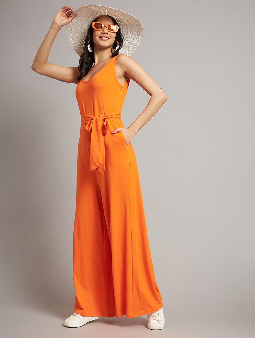 women solid sleeveless full length jumpsuit - 21740501 - Standard Image - 3