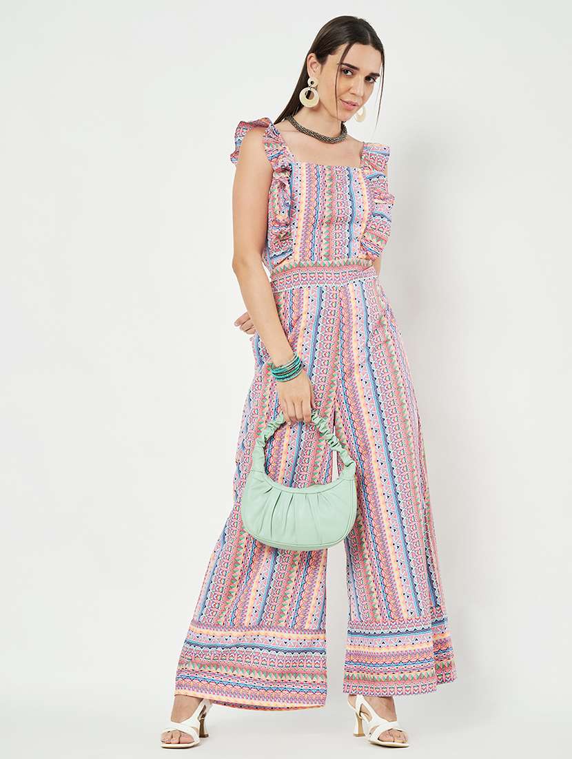 women printed ruffled detailed sleeveless jumpsuit - 21740511 -  Standard Image - 3