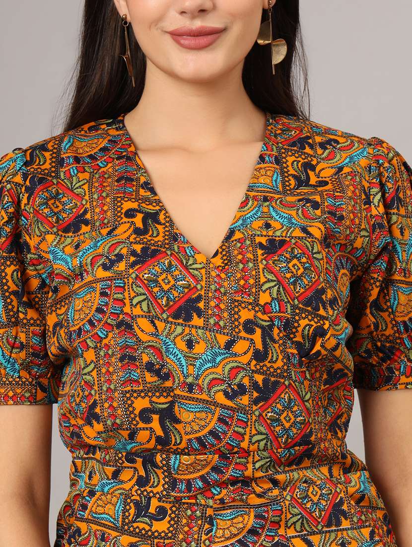 women printed puff sleeves jumpsuit - 21740518 -  Standard Image - 3