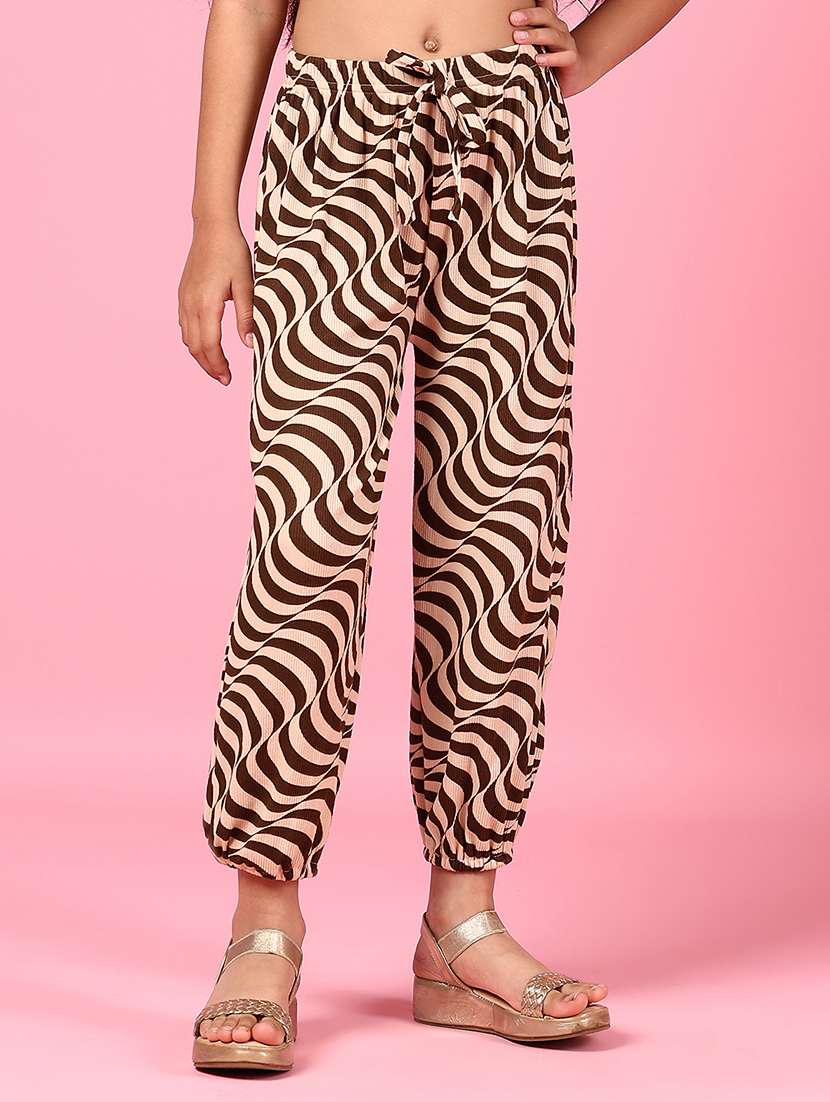 girls beige cotton harem trouser