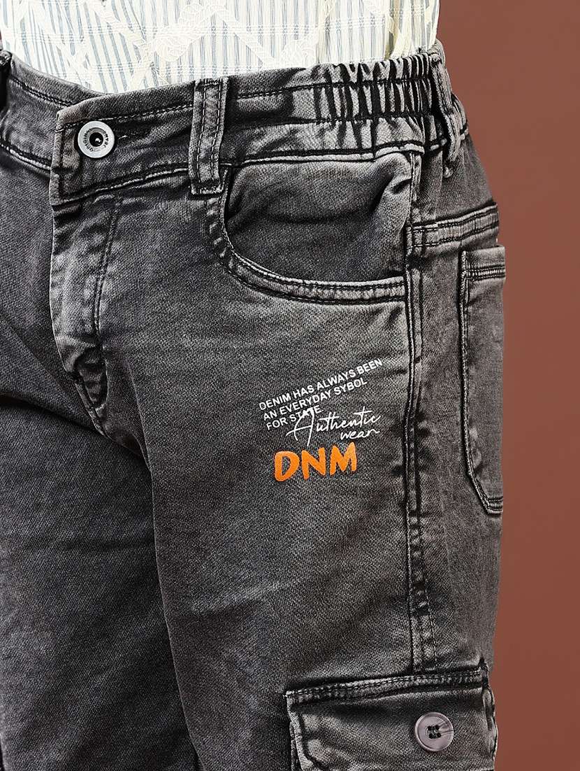 boys grey solid mid rise cargo - 21740601 -  Standard Image - 5