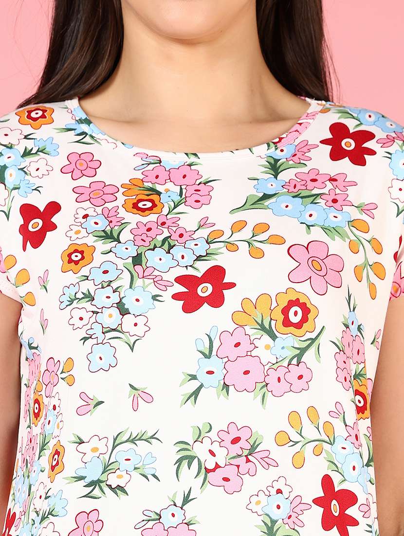 women floral print short sleeve sleepshirt - 21740607 -  Standard Image - 5