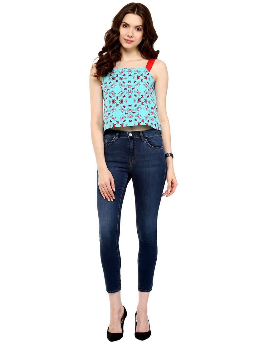 women printed sleeveless crop top - 21740724 -  Standard Image - 3