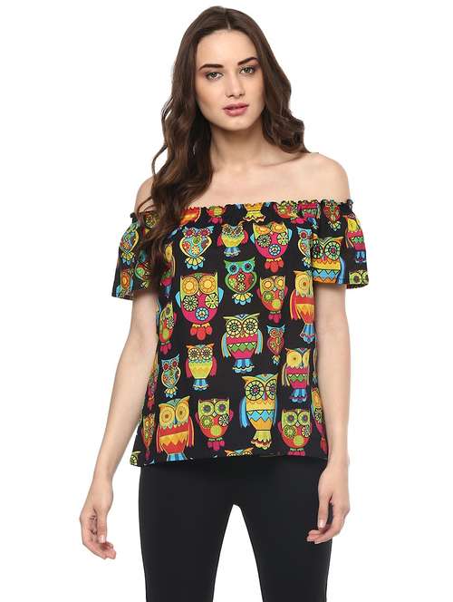 women printed off shoulder regular top - 21740737 - Standard Image - 0