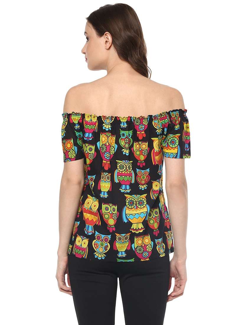 women printed off shoulder regular top - 21740737 - Standard Image - 3