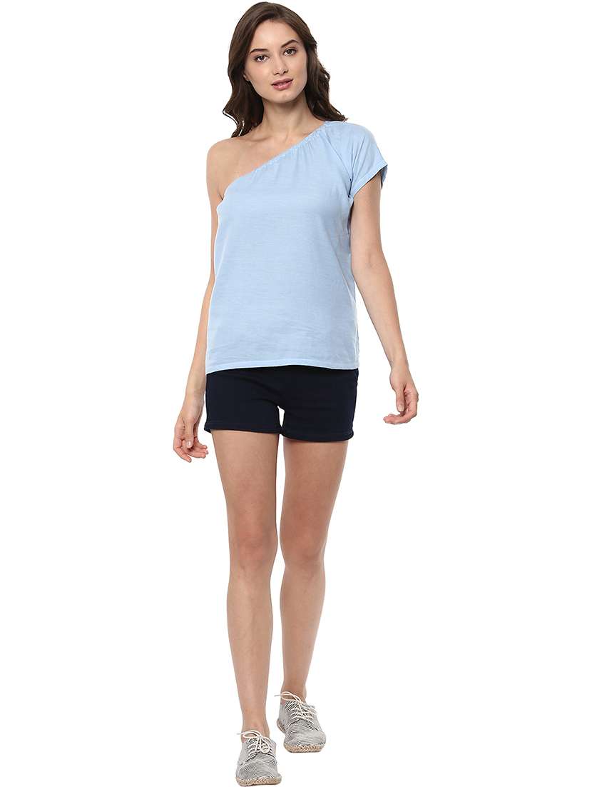 women solid single shoulder regular top - 21740741 - Standard Image - 3