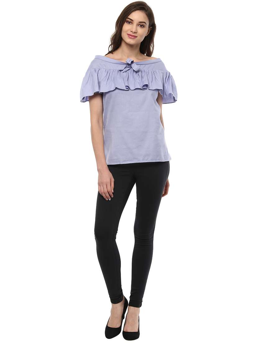 women solid cape sleeves regular top - 21740743 - Standard Image - 3