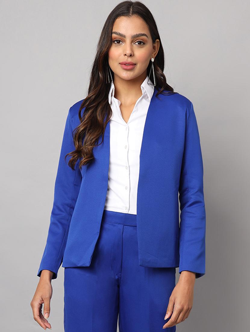 women solid long sleeves formal blazer