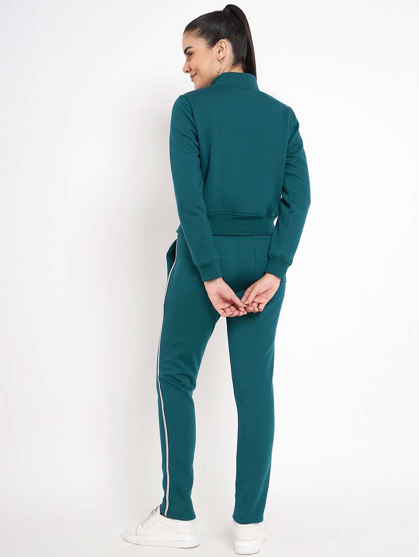 women solid long sleeves active wear co-ord set - 21740835 - Standard Image - 3