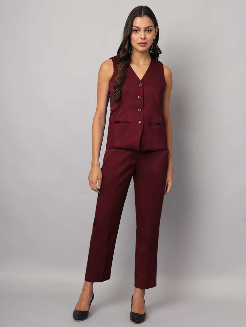 women solid vest top and trouser co-ord set