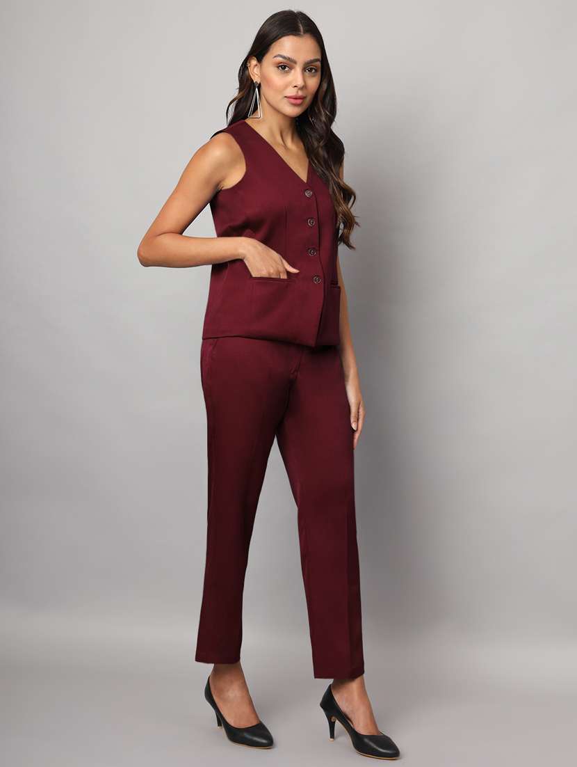 women solid vest top and trouser co-ord set - 21740844 -  Standard Image - 3