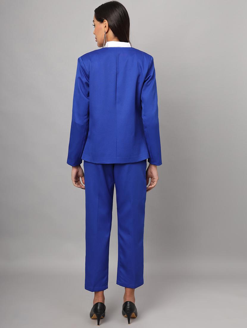 women solid blazer and trouser co-ord set - 21740849 - Standard Image - 3