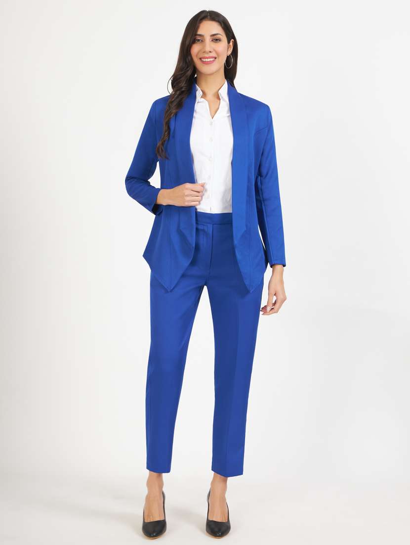 women solid blazer and trouser co-ord set - 21740852 -  Zoom Image - 0
