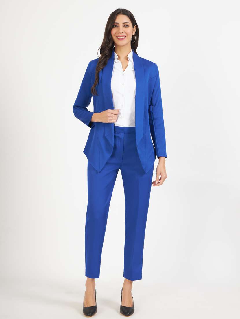 women solid blazer and trouser co-ord set - 21740853 -  Zoom Image - 0
