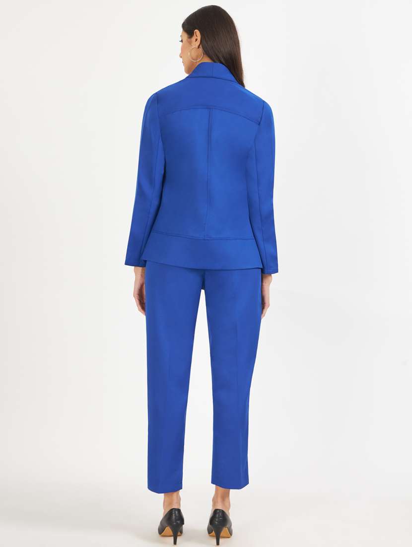 women solid blazer and trouser co-ord set - 21740853 - Standard Image - 3