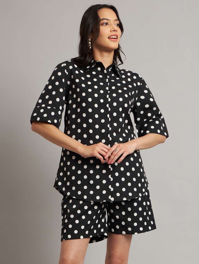 women polka doted shirt and shorts co-ord set - 21740860 -  Zoom Image - 0