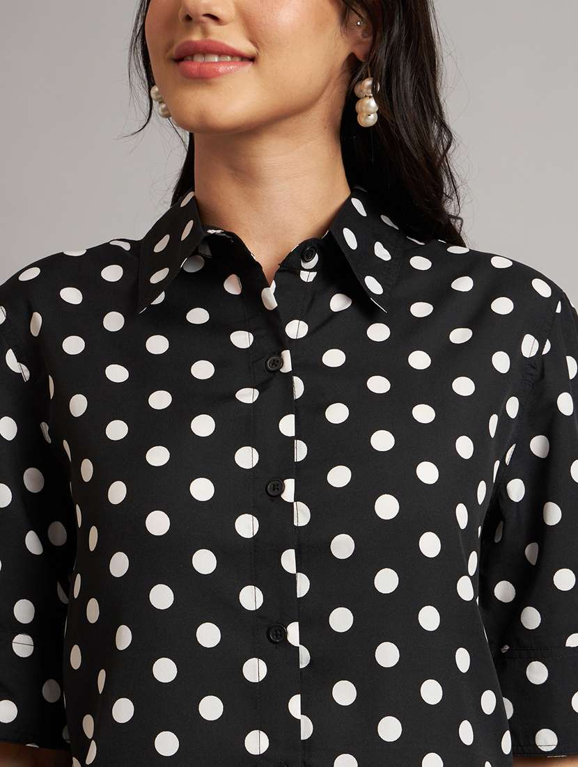 women polka doted shirt and shorts co-ord set - 21740860 -  Standard Image - 5