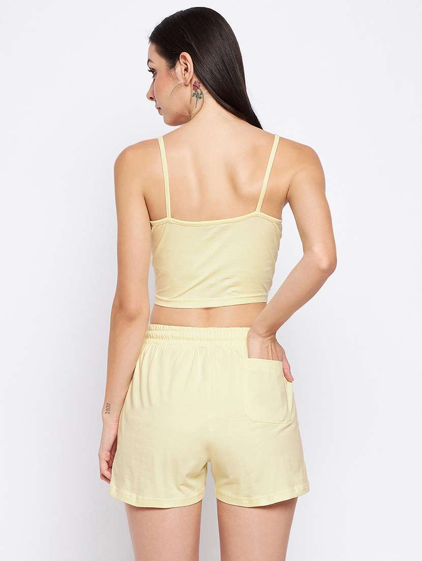 women solid top and shorts co-ord set - 21740865 - Standard Image - 3