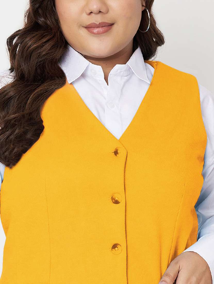 women plus size solid sleeveless waist coat - 21740870 -  Standard Image - 5