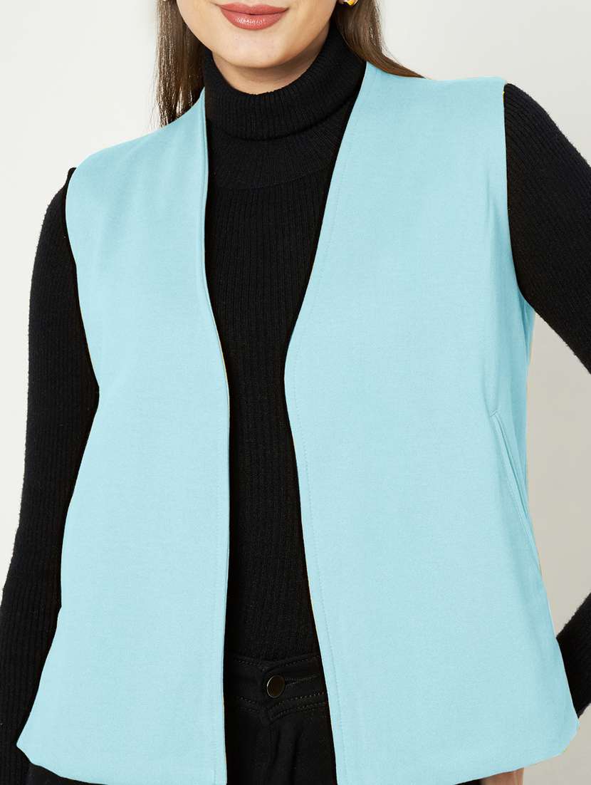 women plus size solid sleeveless waist coat - 21740878 - Standard Image - 5