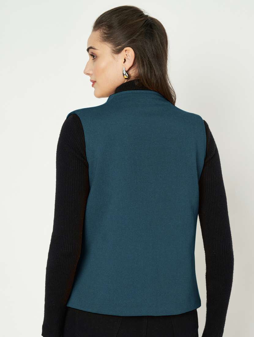 women plus size solid sleeveless waist coat - 21740879 -  Standard Image - 3