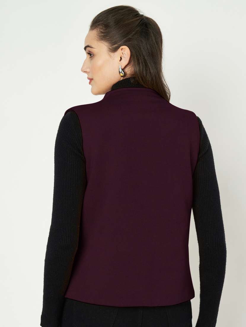 women solid sleeveless waist coat - 21740887 -  Standard Image - 3