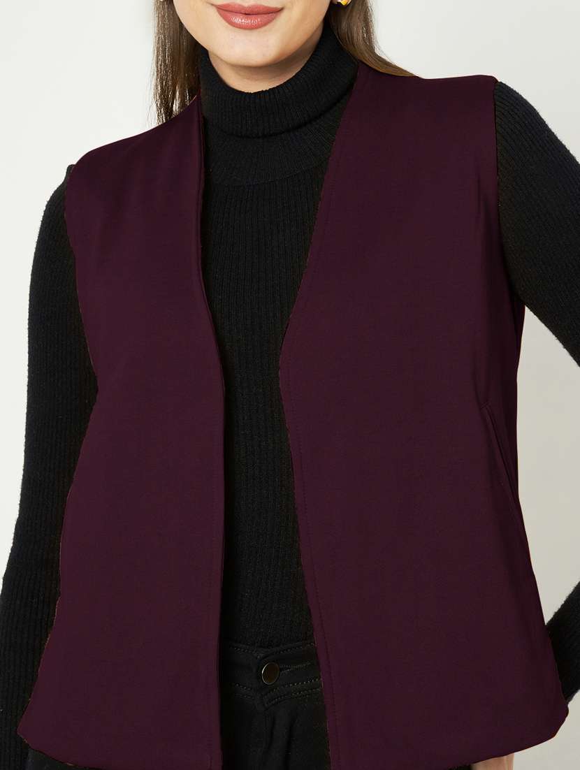 women solid sleeveless waist coat - 21740887 -  Standard Image - 5