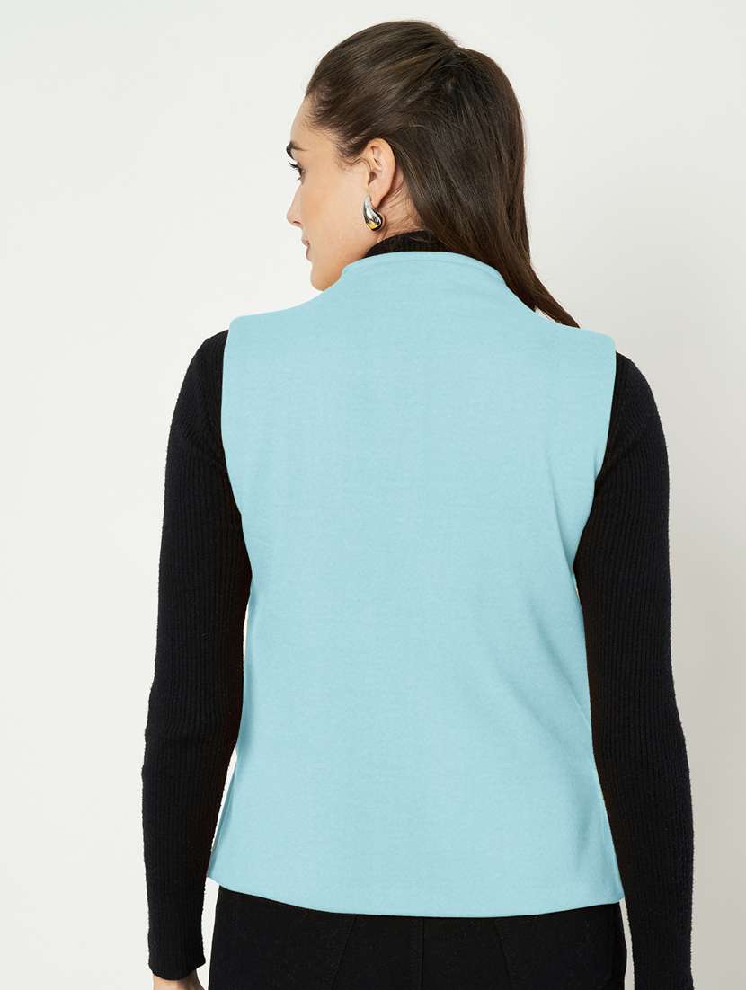 women solid sleeveless waist coat - 21740889 -  Standard Image - 3