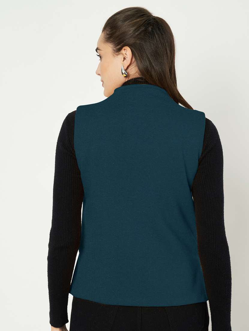 women solid sleeveless waist coat - 21740890 -  Standard Image - 3