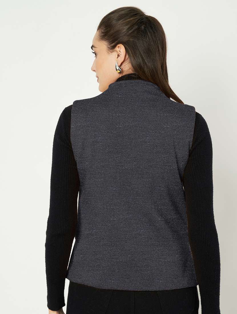 women solid sleeveless waist coat - 21740897 -  Standard Image - 3