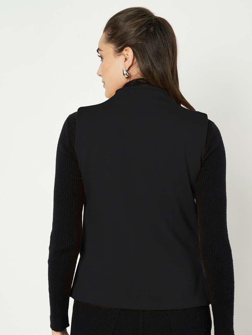 women solid sleeveless waist coat - 21740899 -  Standard Image - 3