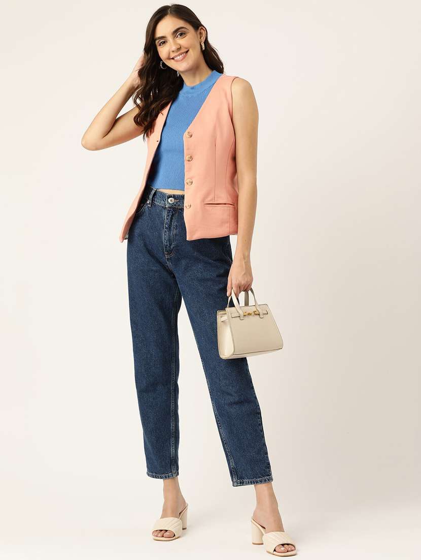 women solid sleeveless waist coat - 21740902 - Standard Image - 3
