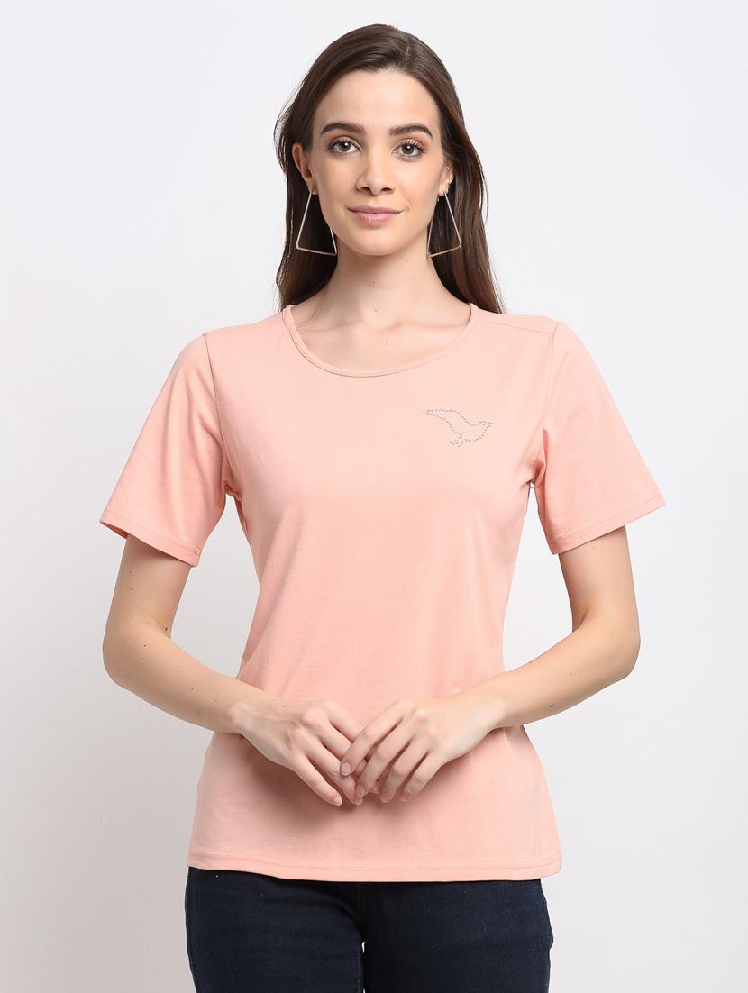 women solid short sleeves regular t-shirt - 21740919 - Zoom Image - 0