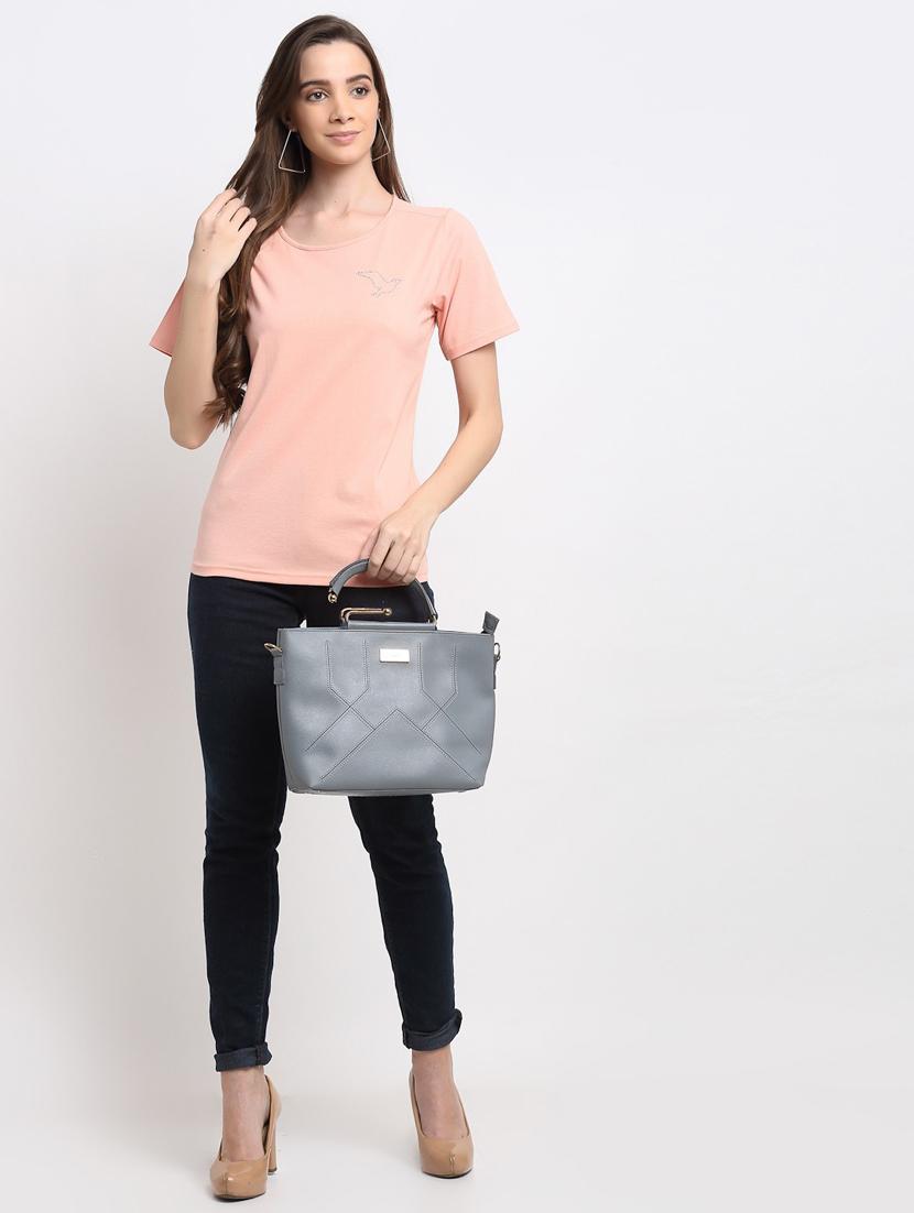 women solid short sleeves regular t-shirt - 21740919 - Standard Image - 3