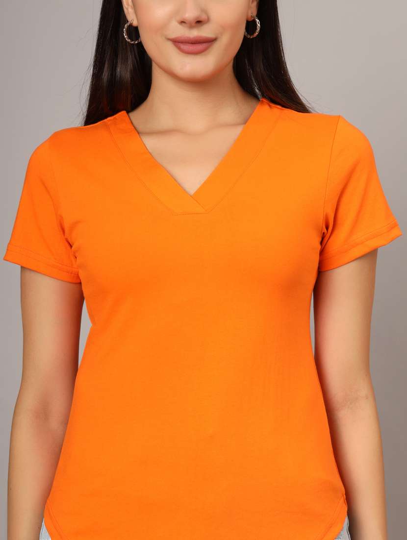women solid short sleeves regular t-shirt - 21740925 -  Standard Image - 5