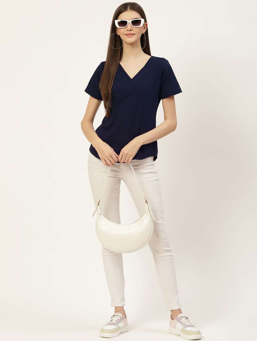 women solid short sleeves regular t-shirt - 21740927 -  Standard Image - 3