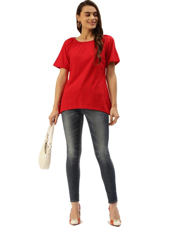 women solid short sleeves regular t-shirt - 21740933 - Standard Image - 3