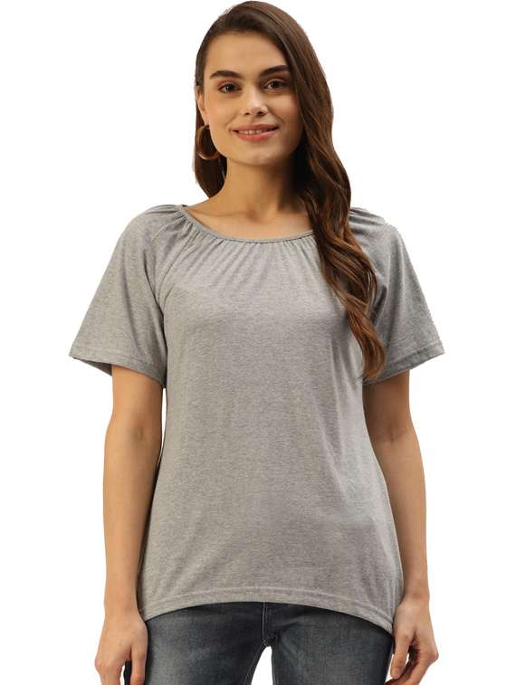 women solid short sleeves regular t-shirt